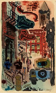 George Grosz (German/American, 1893-1959)      A New York Street