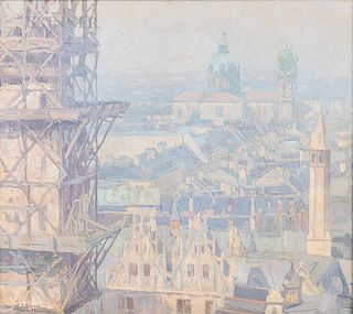Charles Johann Palmié (German, 1863-1911)      Rooftops in Munich