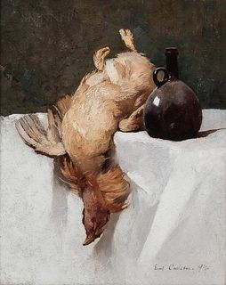 Emil Carlsen (Danish/American, 1853-1932)      Still Life with Chicken