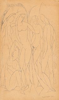 Max Weber (American, 1881-1961)      Cubist Female Nudes