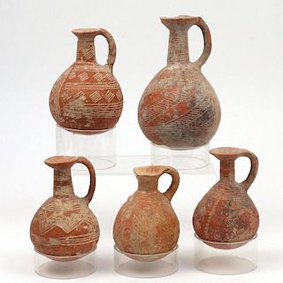 (5pc) INCISED CYPRIOT POTTERY JUGS