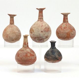 (5pc) INCISED CYPRIOT POTTERY BOTTLES