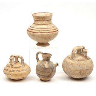 (4pc) CYPRIOT WHITE-PAINTED & BICHROME WARE