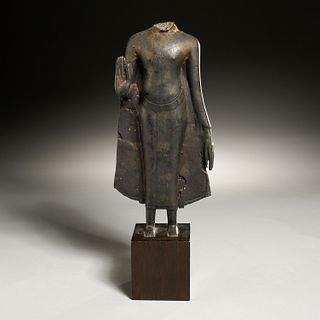 Thai lacquered bronze standing Buddha torso