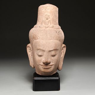 Khmer carved stone Buddha head