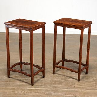 Pair Chinese hardwood side tables