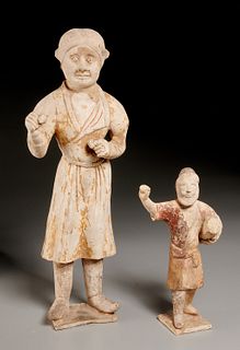 (2) Tang era brown-glazed pottery figures