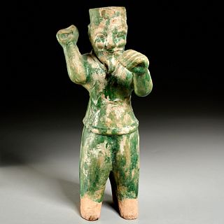 Large Han style green glazed earthenware figure