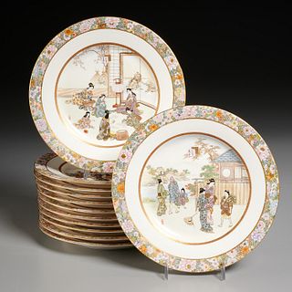 Set (12) Satsuma Kinkozan zo "Month" plates