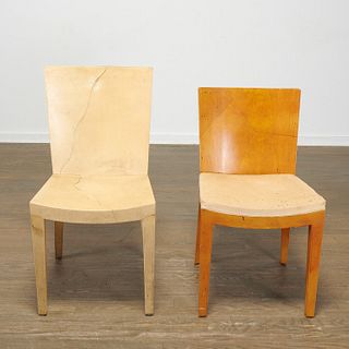 (2) Similar Karl Springer goatskin side chairs