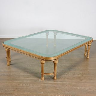 Large P.E. Guerin style gilt bronze coffee table