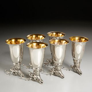 (6) Gucci silver plated stag stirrup cups