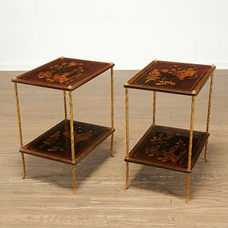 Maison Bagues, pair two-tier side tables