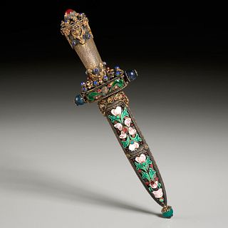 Faberge style jewel encrusted silver letter opener