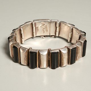 Antonio Pineda, silver and obsidian link bracelet