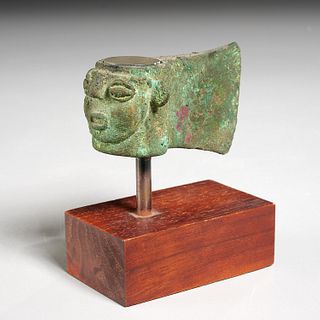 Pre-Columbian bronze figural axe head, ex-Komor