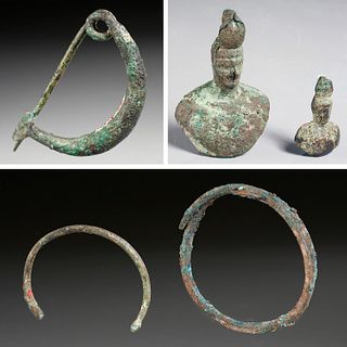 Roman Fibula pin, weights, & bracelets, ex-museum