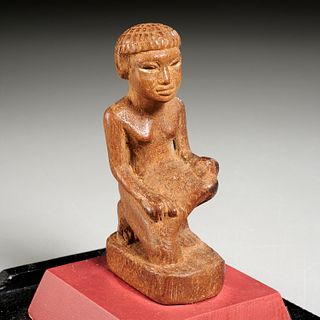 Ancient Egyptian carved kneeling woman, ex-museum