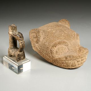 (2) carved stone antiquities