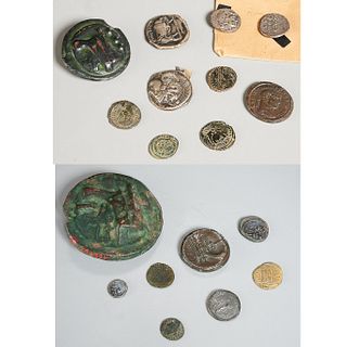 Group Roman and Roman style coins, ex-museum