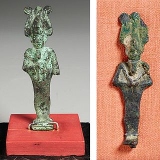 (2) Ancient Egyptian bronze Osiris, ex-museum