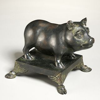Roman style bronze votive of a piglet, ex-museum