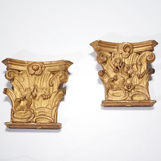 Pair Italian Baroque giltwood brackets
