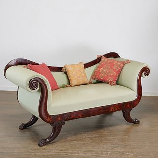 Continental Neoclassical inlaid mahogany sofa