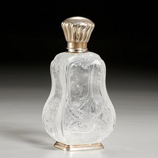 French silver-mounted rock crystal scent bottle