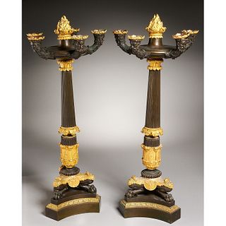 Exceptional pair Charles X bronze candelabra