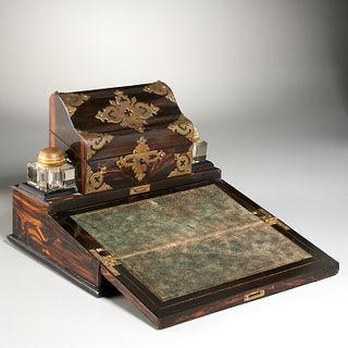 Brass mounted Macassar Ebony writing box