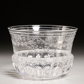 Antique Baccarat engraved glass bowl