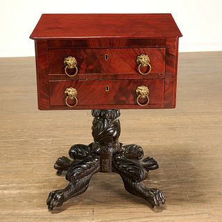American Classical carved mahogany work table