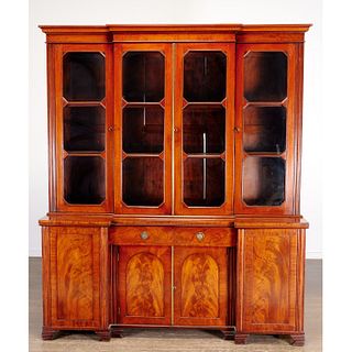 Unusual late Regency mahogany breakfront bookcase