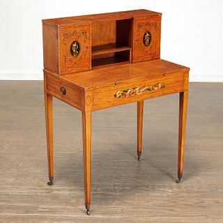 Adam style painted satinwood lady's writing desk