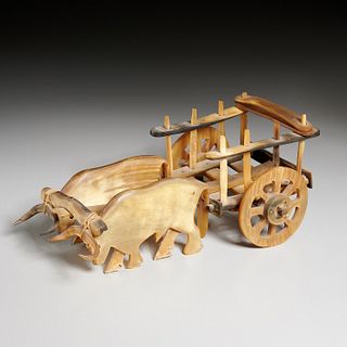 American Folk horn oxen and cart, published
