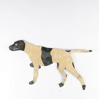 American Folk Art painted sheet metal pointer dog