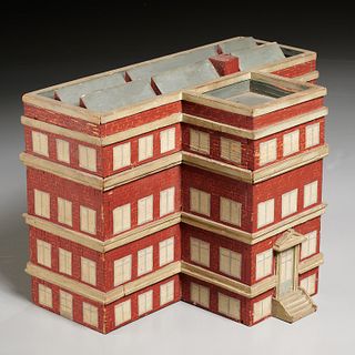 Folk Art painted wood architectural model