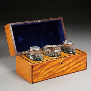 Large George III style satinwood tea caddy
