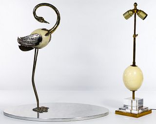 Ostrich Egg Style Lamp and Figure