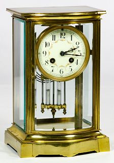 French Brass and Glass Mantel Clock