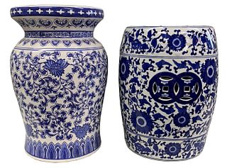 Asian Style Blue and White Garden Stools