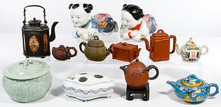 Asian Style Teapot and Pottery Assortment