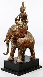 Burmese Bronze Elephant Statue