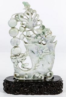 Chinese Jadeite Jade Dragon Vase Carving