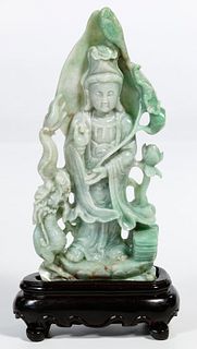 Chinese Jadeite Jade Guanyin Carving