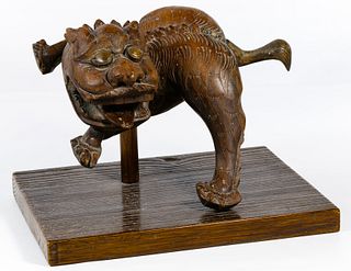 Chinese Lion Dog Carved Wood Figure