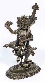 Tibetan Silver Cultural Protector Figure