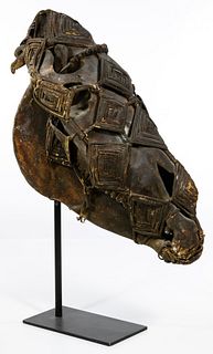 African Nigerian Igbo Reliquary Horse Skull with Basketry
