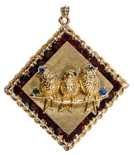14k Gold and Semi-Precious Gemstone Pendant